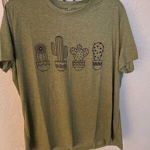 NWOT Women Green Cactus Graphic T-Shirt
